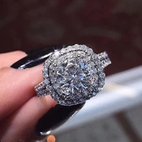 luxury rings for women cubic zirconia square proposal ring bling shiny bridal wedding engagement romantic female jewelry gift
