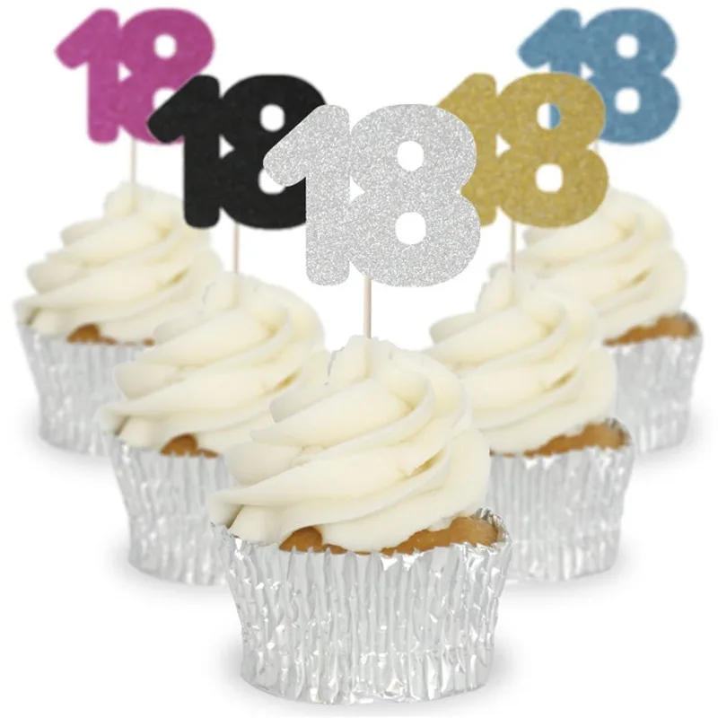 

Custom Age Glitter Cupcake Toppers -Any Age Colorful Number baby shower Birthday Personalize cake Toppers Dessert toothpicks