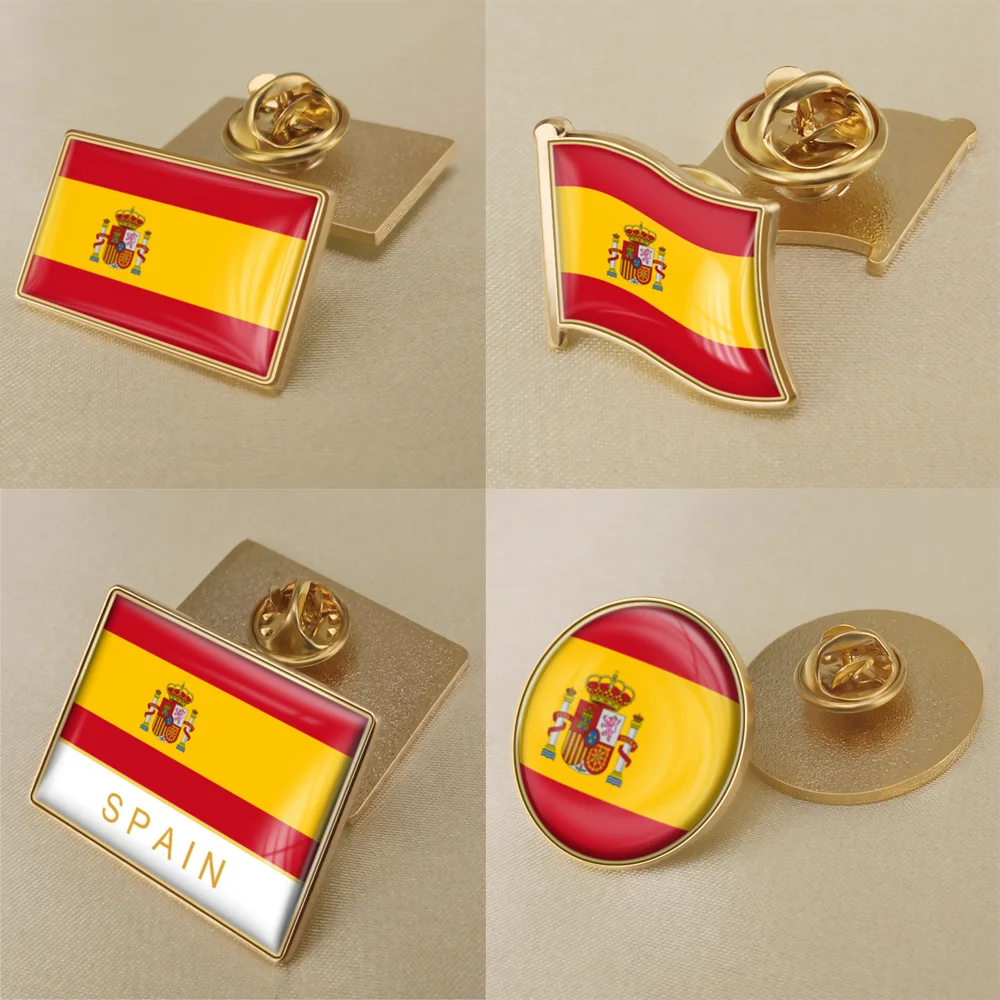 

Coat of Arms of Spain Spanish Map Flag National Emblem Badge Lapel Pins National Flower Brooches Pin for Men Fashion Accessories