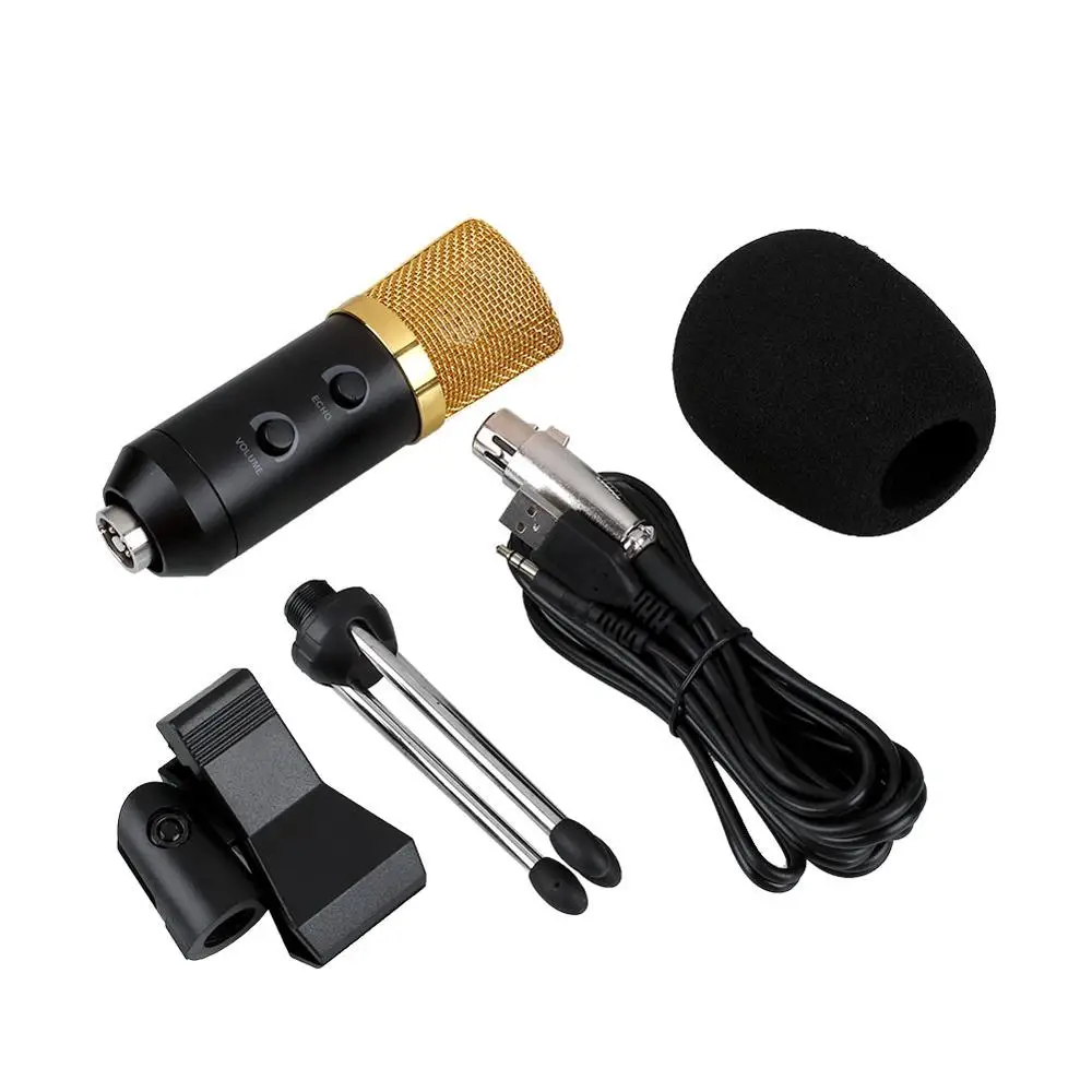 

BM-100FX Reverb Recording Microphone USB Studio Condenser Wired Microphone With Mount Stand + Microphone Windshield For Network