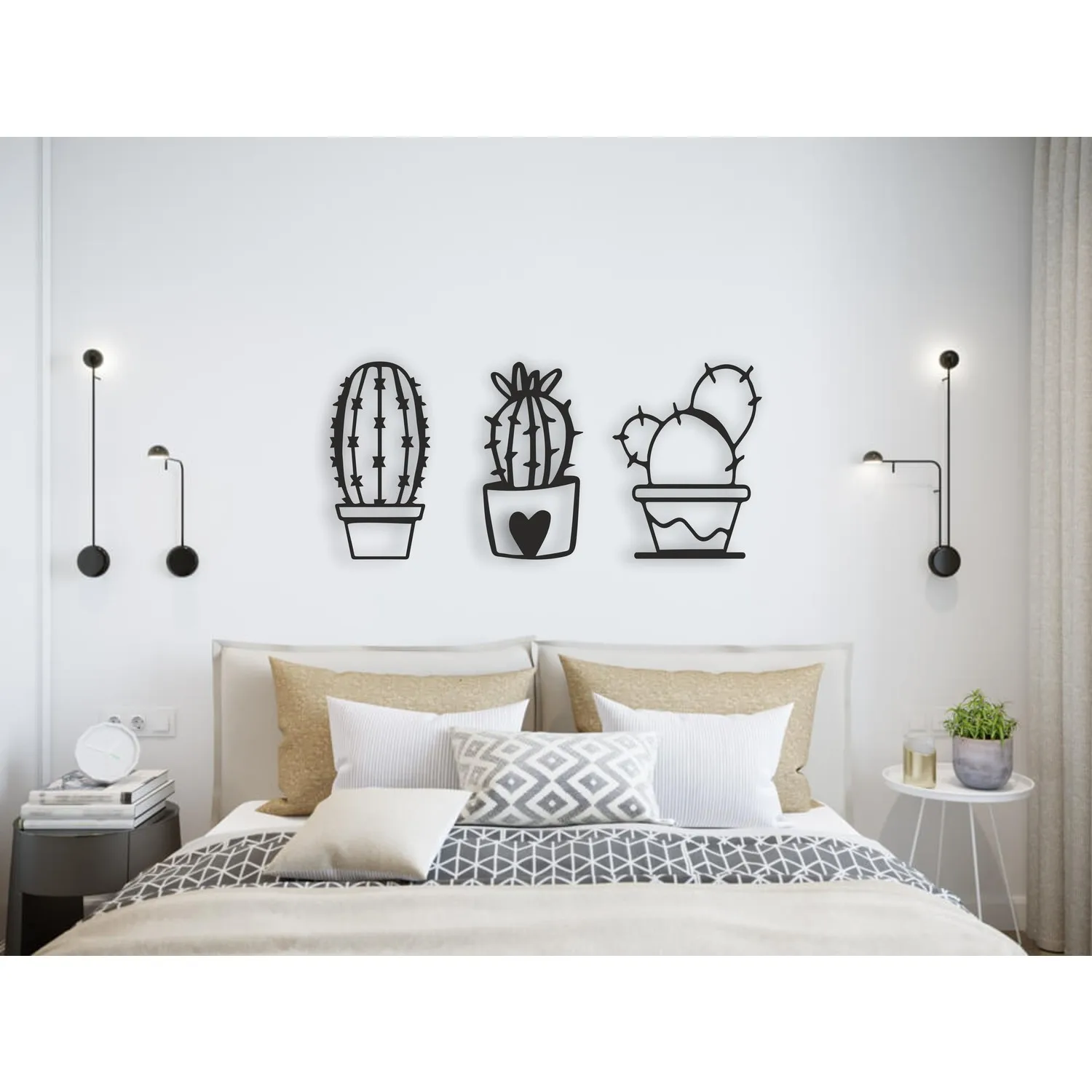 

3'lü кактус деревянный настенный Декор 3 мм Mdf лазерная резка, художественный Декор стены комнаты