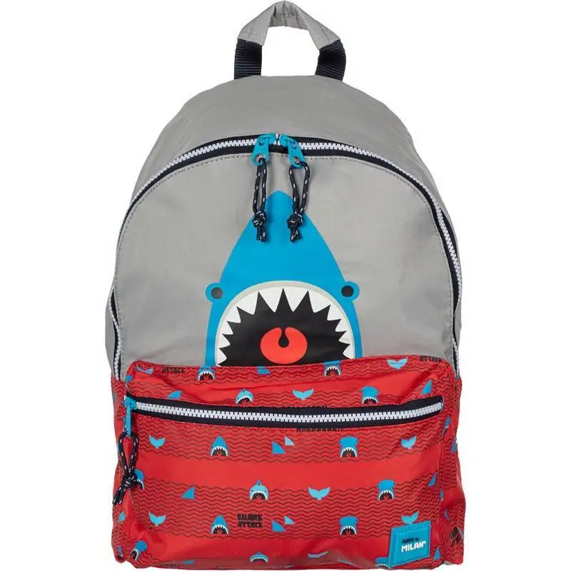Рюкзак школьный Milan Shark Attack красно-серый 41х30х18 см 624605SRT 1147702 | Мать и ребенок