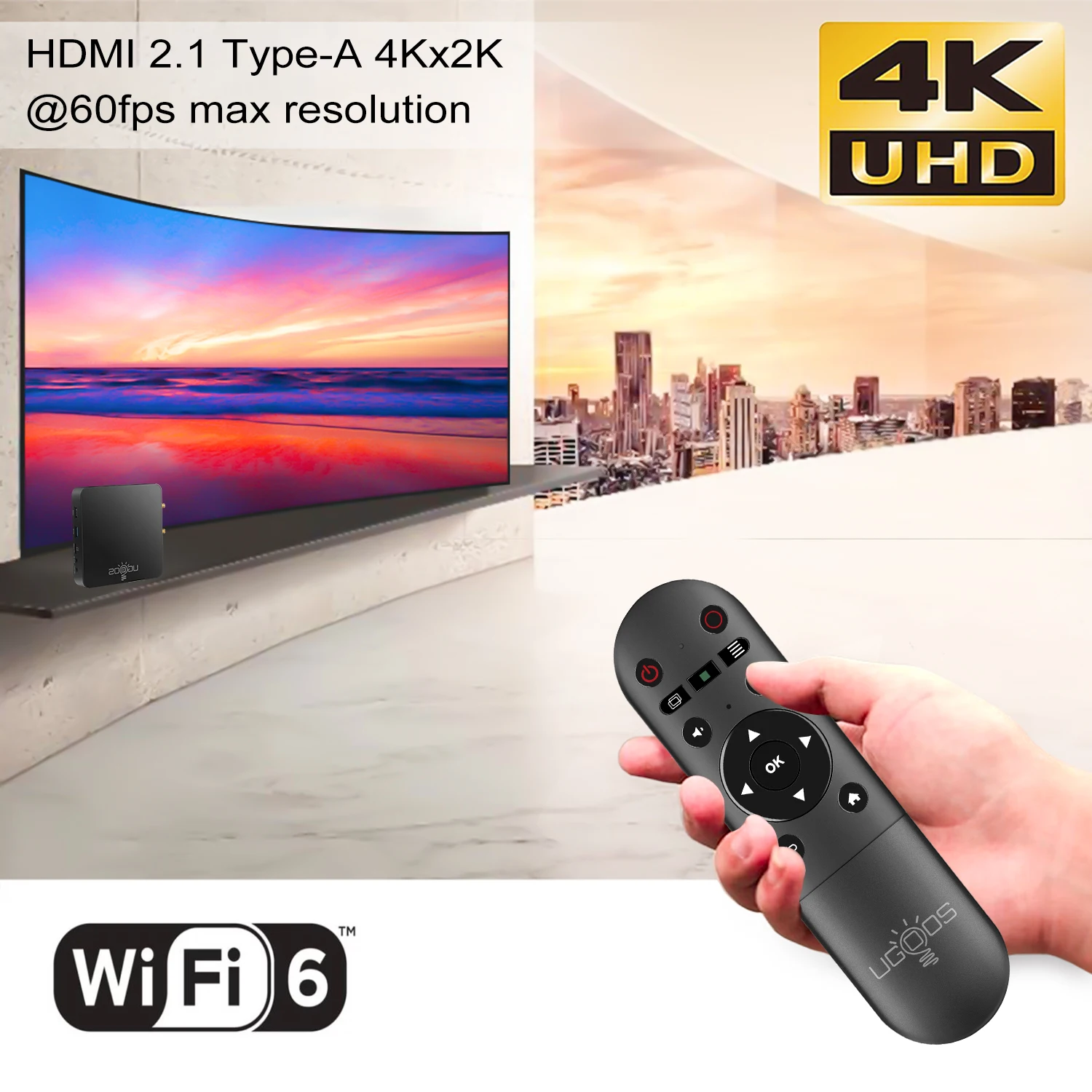 2021 UGOOS AM6 AM6B Plus Amlogic S922X J 2 ГГц Android 9 0 ТВ коробка Dolby Vision WI FI 6 4 Гб DDR4 32 1000 м Лам к HD медиа