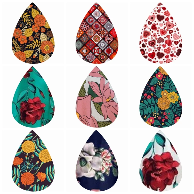 

Diy Pu Leather Earrings Autumn Garden Flowers 36Pcs/Set Mix Color Can Be Choose