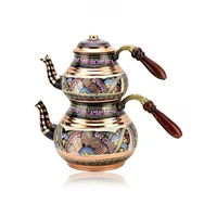 handmade original copper turkish tea pot kettle with wood handle