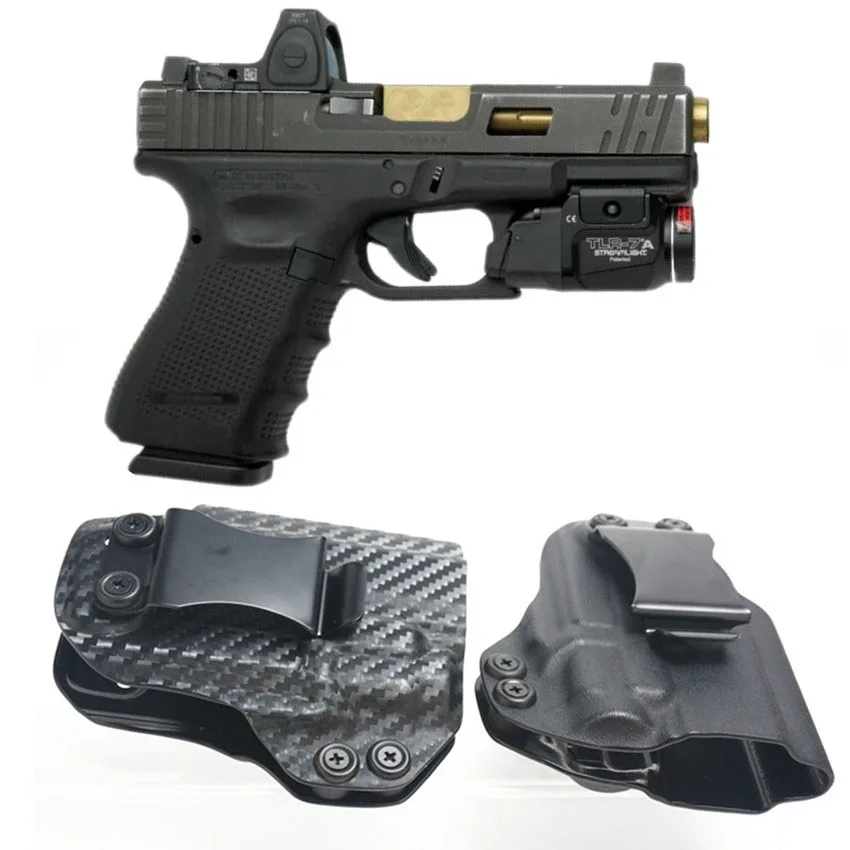 Карбоновое волокно kydex кобура IWB внутренний пояс для Glock G19 G25 G32 G23 G45 Mos Gen 3 4 5 Streamlight