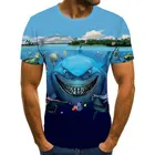 Футболка с 3D-принтом Shark Marine Animals Модная футболка с круглым вырезом и короткими рукавами для рыбалки Забавная футболка Летний новый стиль Многоцветная опция