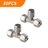 30pcs quick twisting joint pb pneumatic fitting 6 12mm t type male nickel plated brass fit hose connector pneumatic fitting