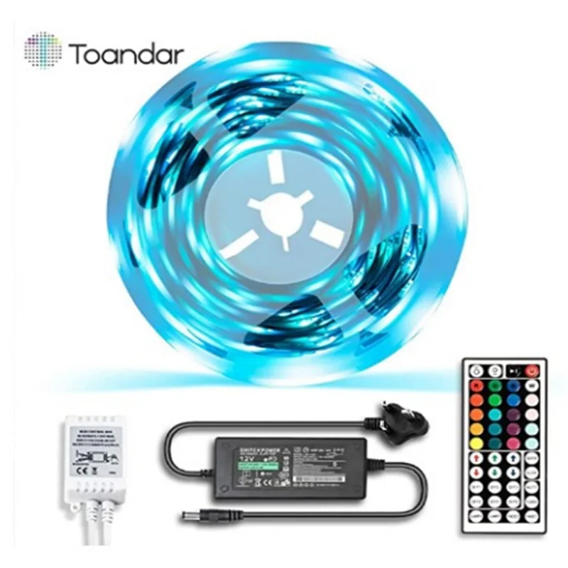 

Toandar LED Strip Lights, 16.4ft/5M Flexible RGB Color Changing Led Lights with 44-Key Remote SMD 5050 150 leds Non Waterproof