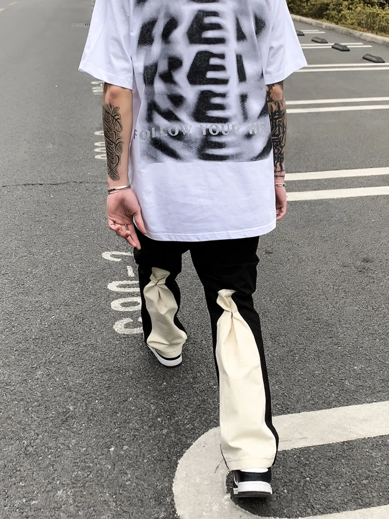 High Street Harajuku Pants Trousers for Men Can Tighten Streetwear Luxury Men's Kanye Fashion Hip Hop Japanese Punk Clothing | Мужская