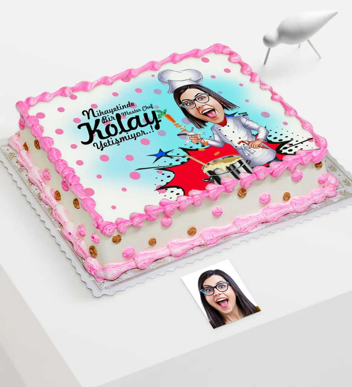 Персонализированный Женский мастер шеф повар мультяшный принт эпоксидный пирог