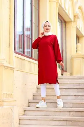 

Women's Red Sides Slits Tunic Women Clothing Women 'S fashion 2021 Spring Summer Collection Free Delivery