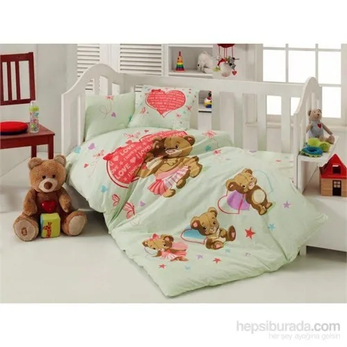 

Crystal Baby Duvet Cover Set Teddy Bear Green