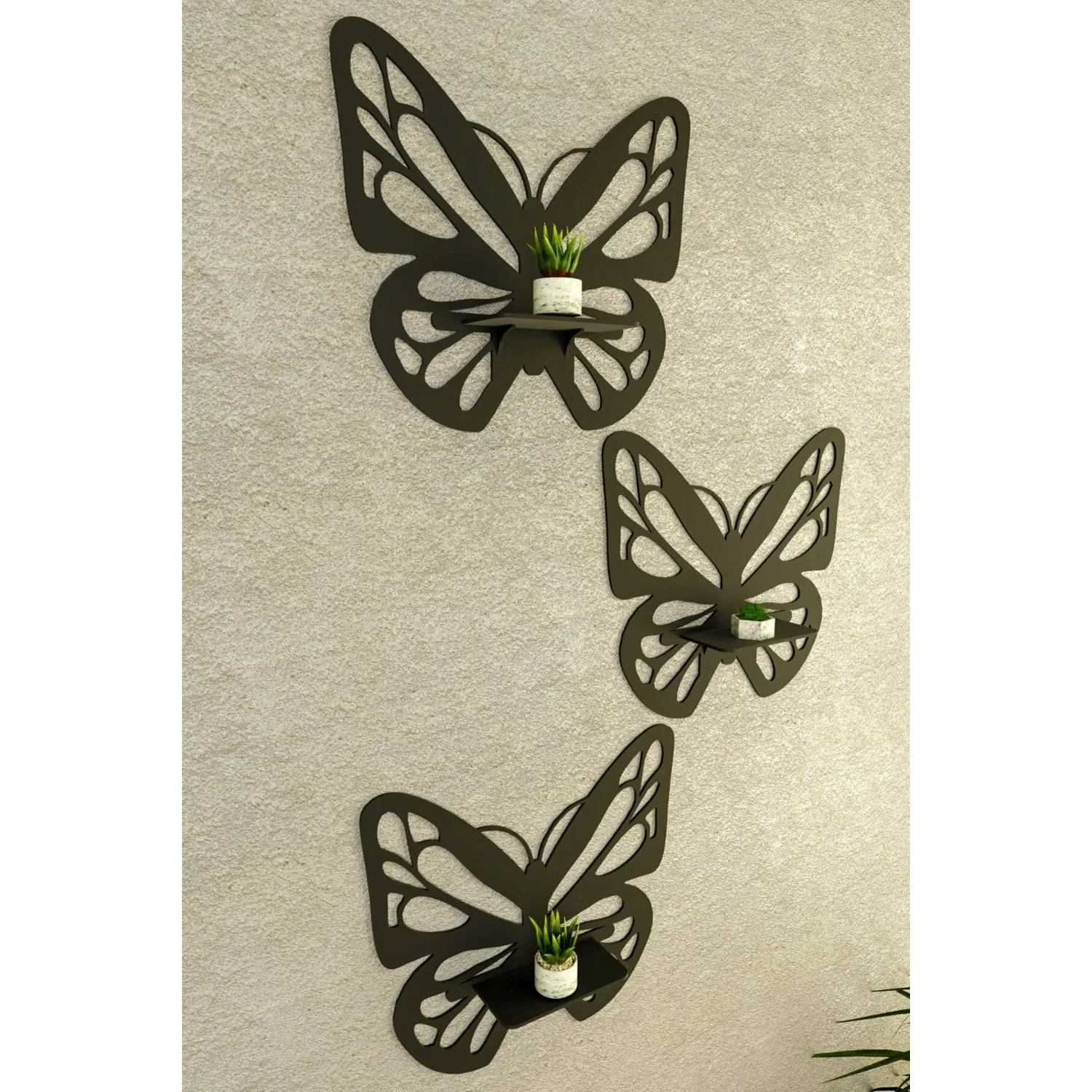 3 шт. декоративная настенная стойка в виде бабочки черный подсвечник украшения