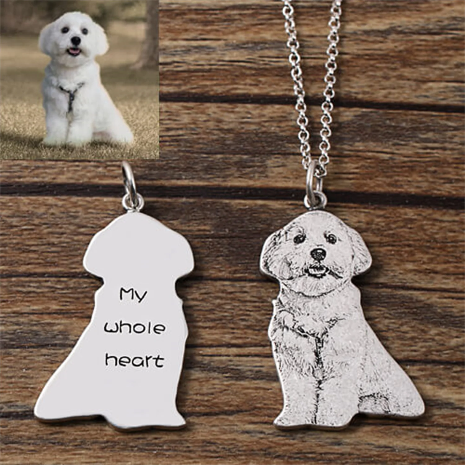 Personalized Portrait Necklace With Your Pet's Photo Gift For Pet Lovers Custom Engraved Cat Dog Name Keepsake Gift For Her
