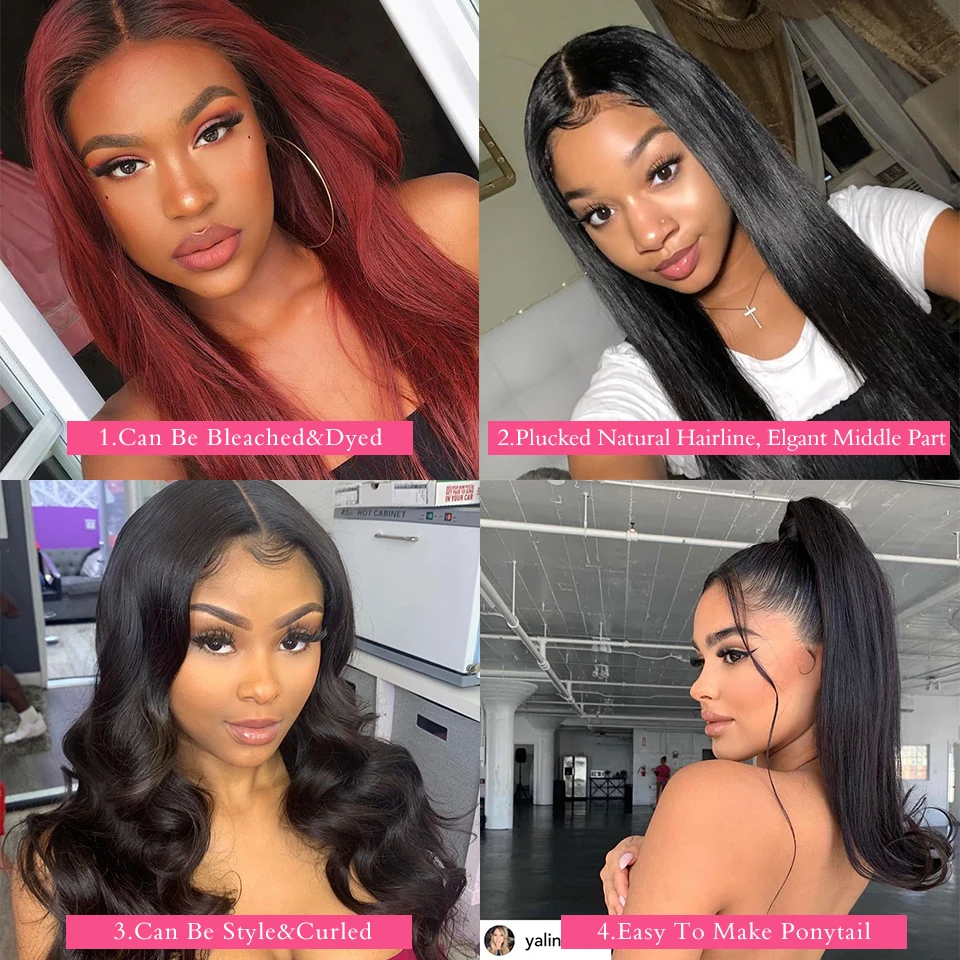 Black PearlStraight Hair Lace Frontal With Bundles Remy Malaysian Human Hair With Lace Frontal 3 Bundles With Frontal