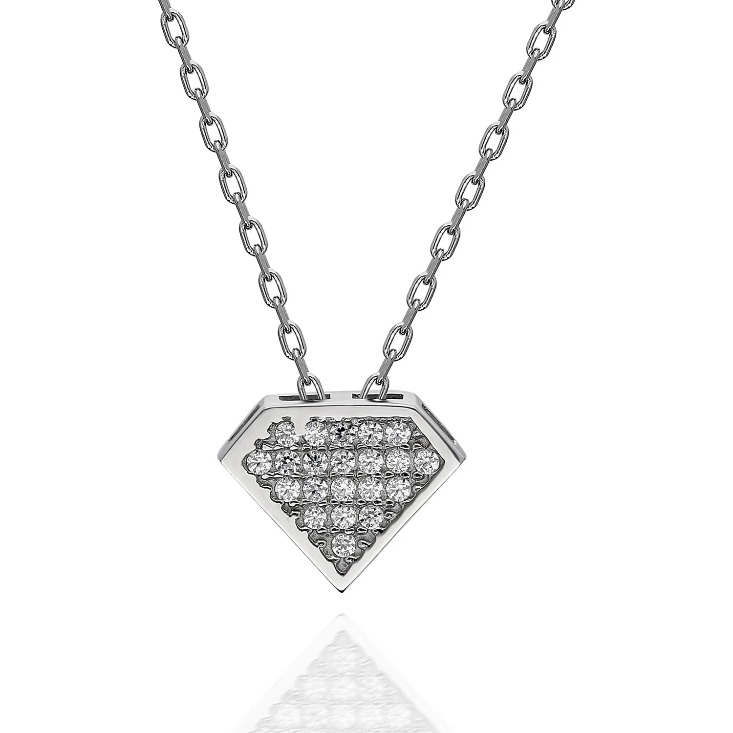 

Certified Swarovski Multi-Stone Diamond Gemstone Figured Silver Necklace With Data Matrix Barcode HBCV000006USI6