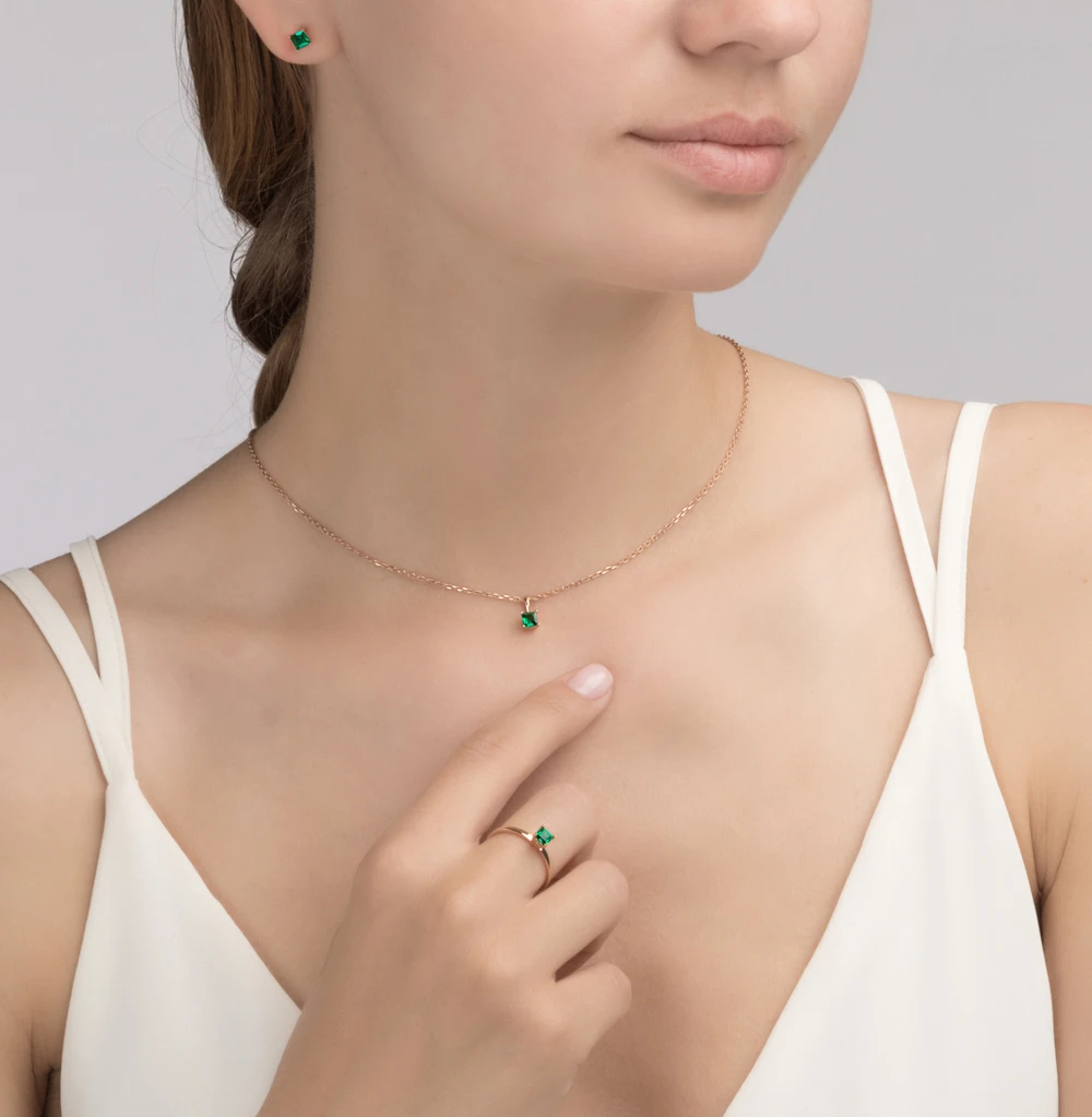 Золотая подвеска с изумрудом SUNLIGHT проба 585|Подвески| |