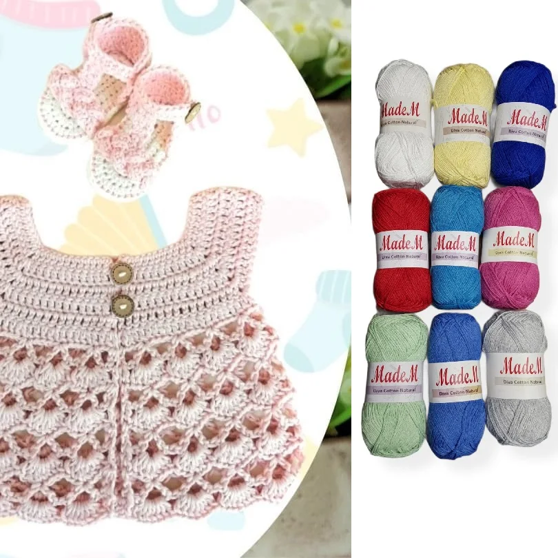 MadeM Diva хлопок натуральная пряжа 5x 100gr 200mt % 100 мягкое детское одеяло кардиган свитер