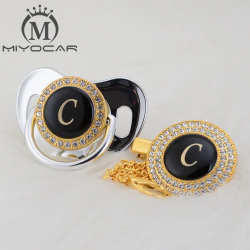 LC-9 0-6M MIYOCAR золото серебро имя инициалы буквы C прекрасный bling соска и соска клип набор BPA бесплатно пустышка bling уникальный дизайн LC - Цвет: LC-9 0-6M