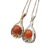 kjjeaxcmy boutique jewels 925 sterling silver inlays natural south red agate ladies long pendant oval inlaid diamonds nhtre