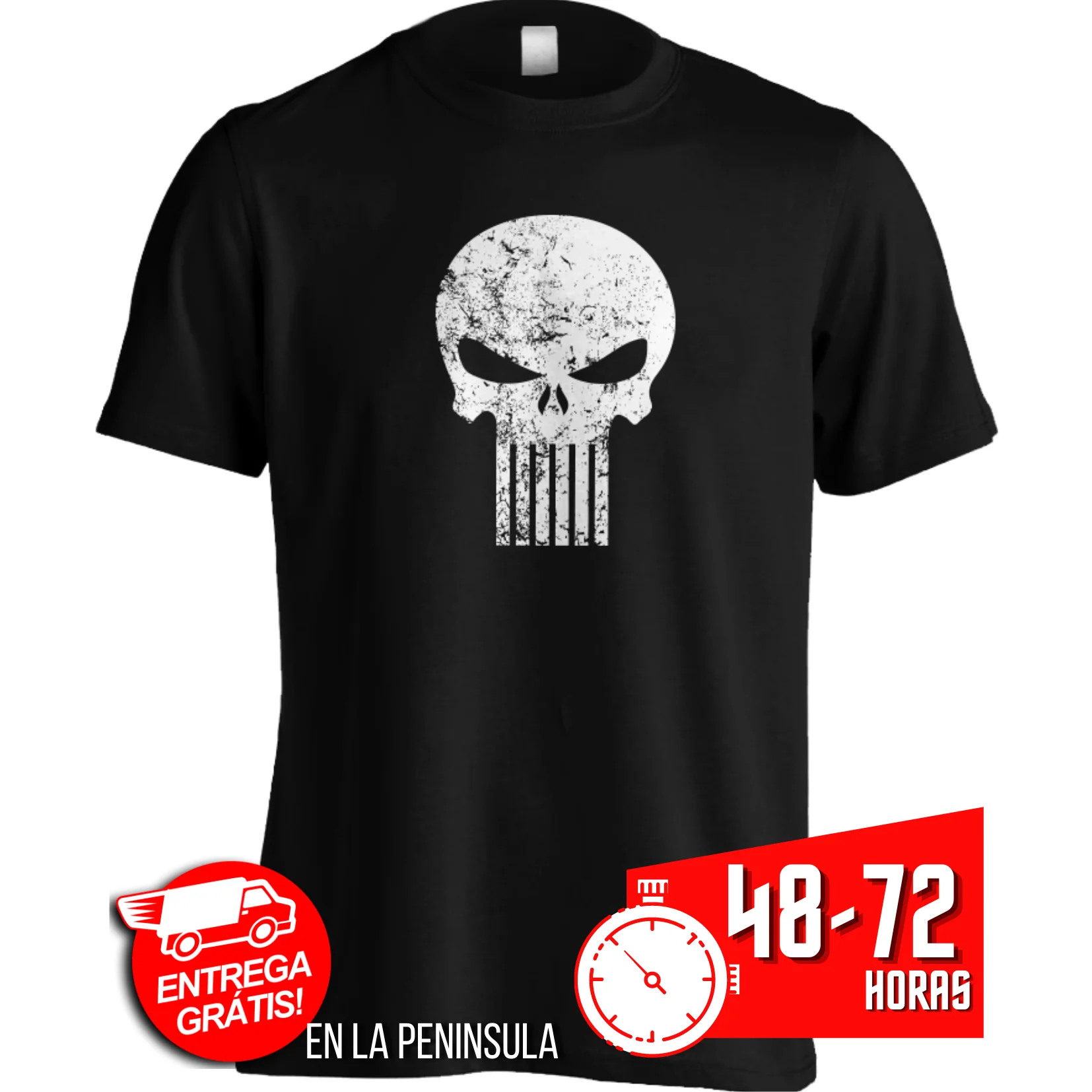 Футболка THE PUNISHER с Изношенным эффектом на заказ 100% хлопок фильмы унисекс забавная