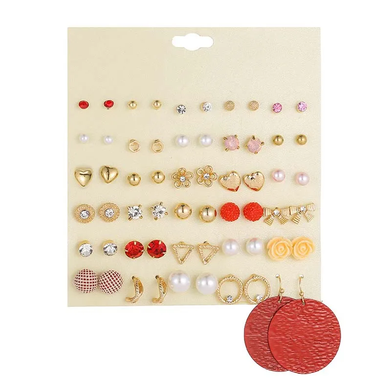 30 пар/компл. серьги гвоздики с украшением в виде кристаллов псевдо жемчуг Mix