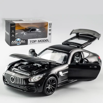 Black-With box KIDAMI 1:32 Ben AMG GT Diecast Car Model High Simulation Pull Back Sound and Light Model Toy Car For Children's Birthday Gifts - Цвет: Black-With box