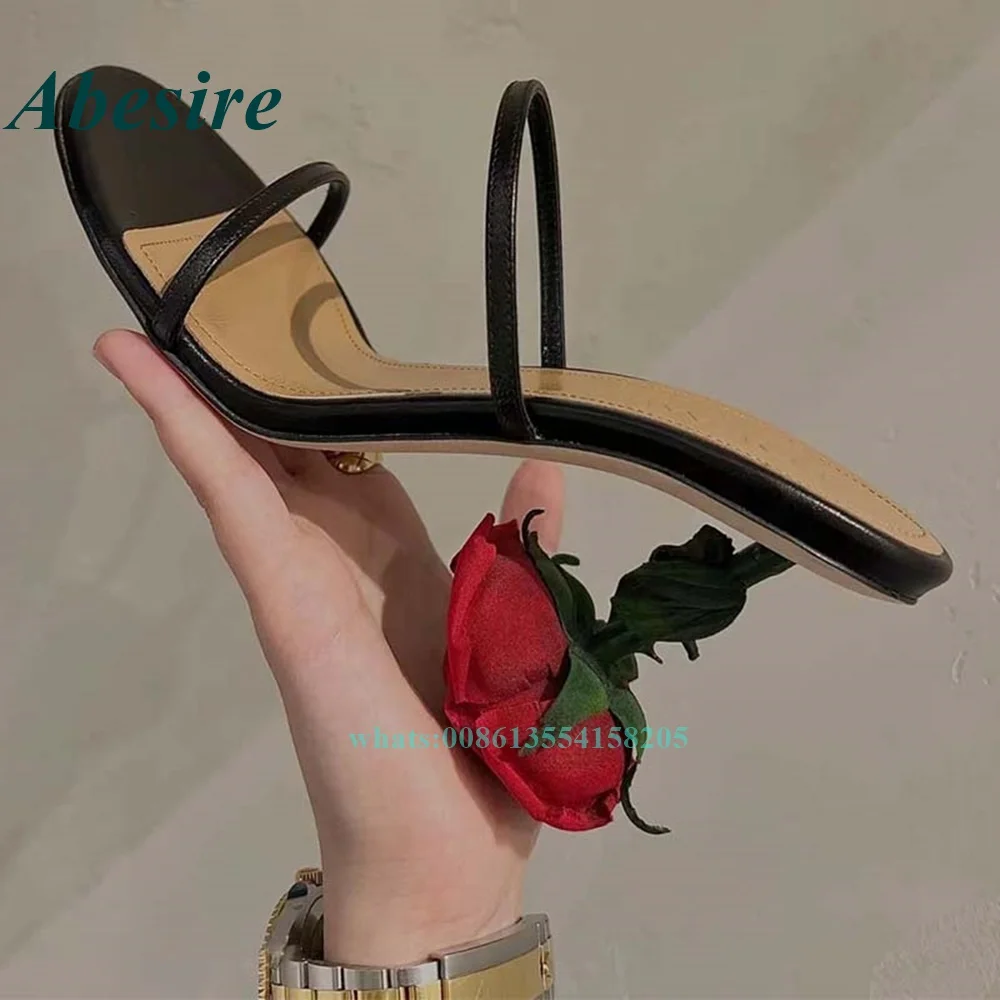 Rose Shaped High Heel Sandals 2022 Newest Summer Women Shoes Open Toe One Strap Leather Slippers Strange Style Sexy Party Shoes