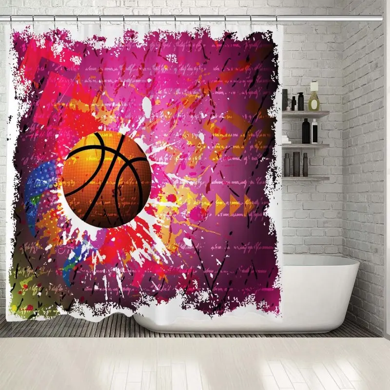 Занавеска для душа векторный фон баскетбола спортивный плакат художественная