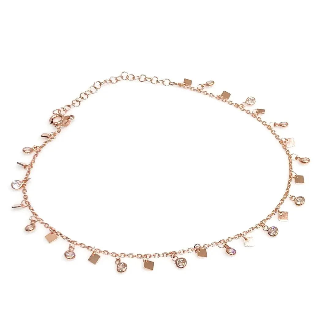 

New Season Trend Cubic Zirconia Square Sequin Silver Bangle Bracelet