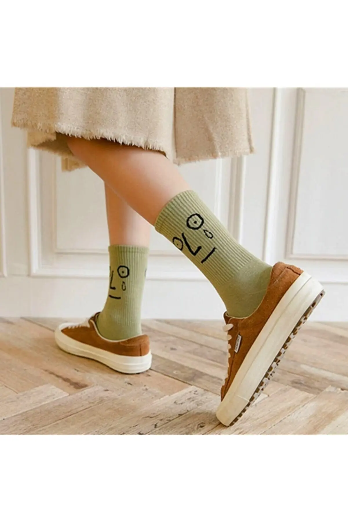 Unisex Colored Face Patterned Tennis Socks 10 Pcs