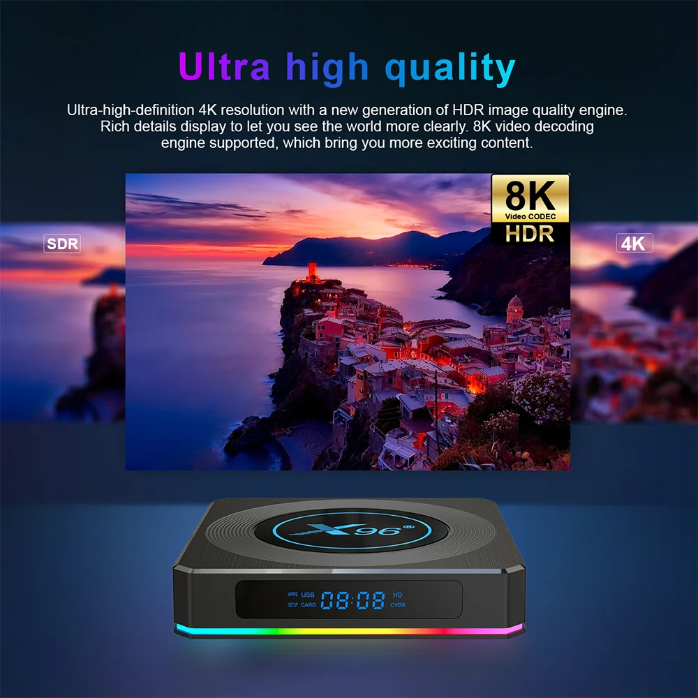X96 X4 Android TV Box 11 2021 New 8G 64GB LEMFO Smart with WIFI 5G Amlogic S905x4 Google Voice Set Top 10 | Электроника