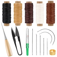 kaobuy leather sewing tool kit with large eye sewing needles awl thimble waxed thread other leather working tools and supplies