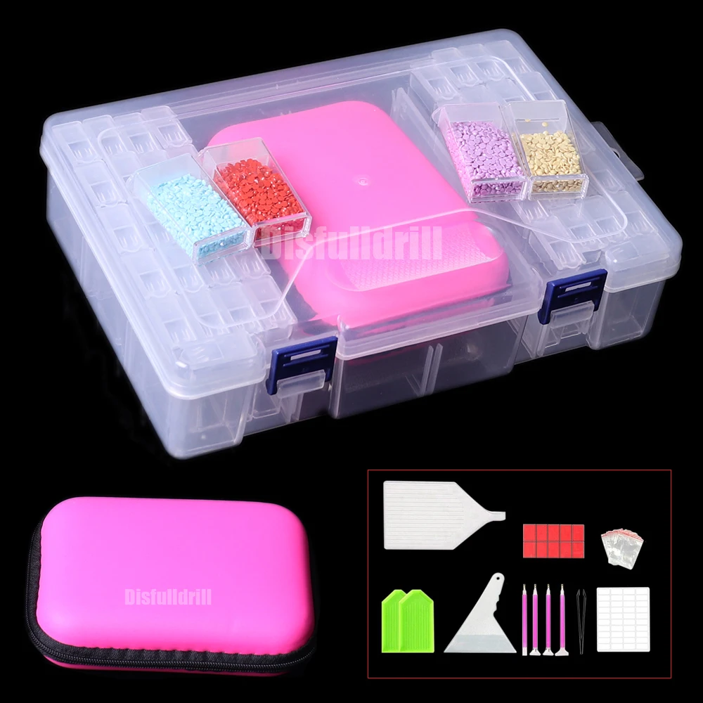 

Набор инструментов для алмазной живописи, пластиковый ящик с 42 ячейками, набор инструментов 40 в одном для алмазной вышивки