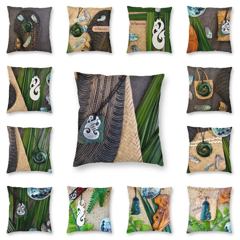 

NZ Maori Culture Theme Cushion Cover Sofa Living Room Metal Manaia And Mere Square Throw Pillow Case 40x40 Sofa Cushions