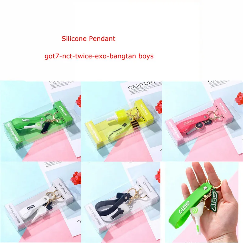 

KPOP Bangtan Boys NCT Twice EXO Got7 Silicone Light Stick Key Chain Bag Accessories JIMIN SUGA Fans Collection