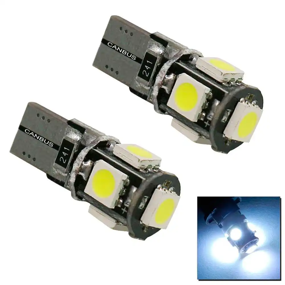 2x Canbus светодиодный Белый Автомобильный Светильник лампы T10 W5W 5 SMD 5050 супер яркий 194