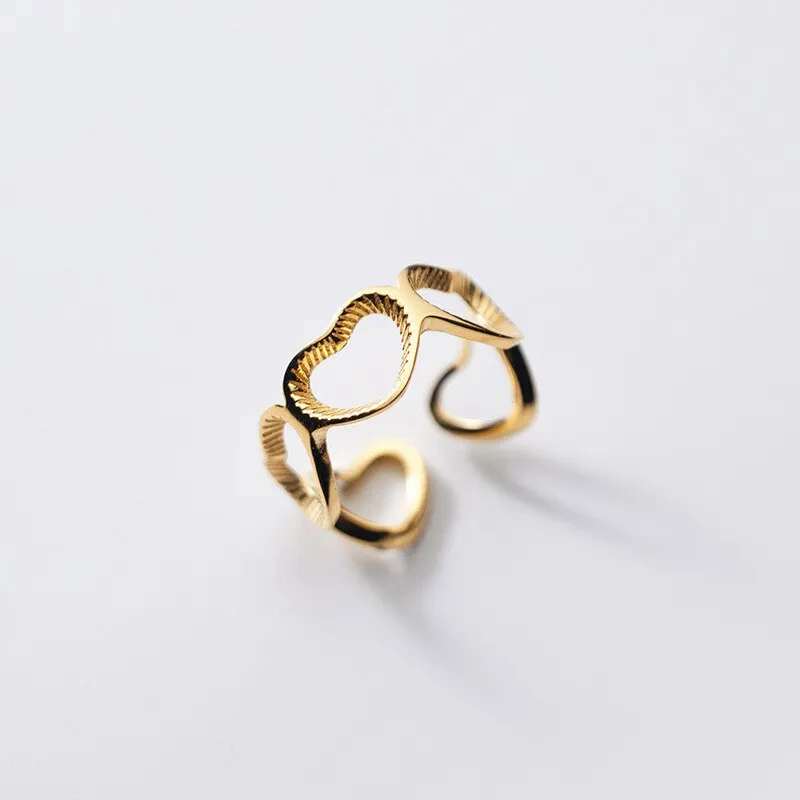 

A00626 Jazaz Полые открытие регулировочного с амулетами подвесками любовных сердечек, кольцо для Для женщин натуральная 925 стерлингового серебр...