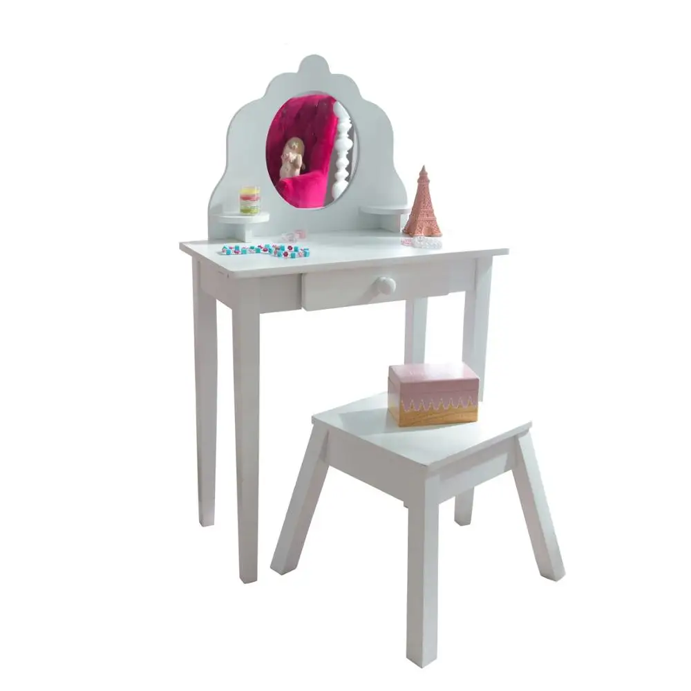 Белый туалетный столик из дерева для девочки &quotМодница&quot (White Medium Vanity &amp Stool) |