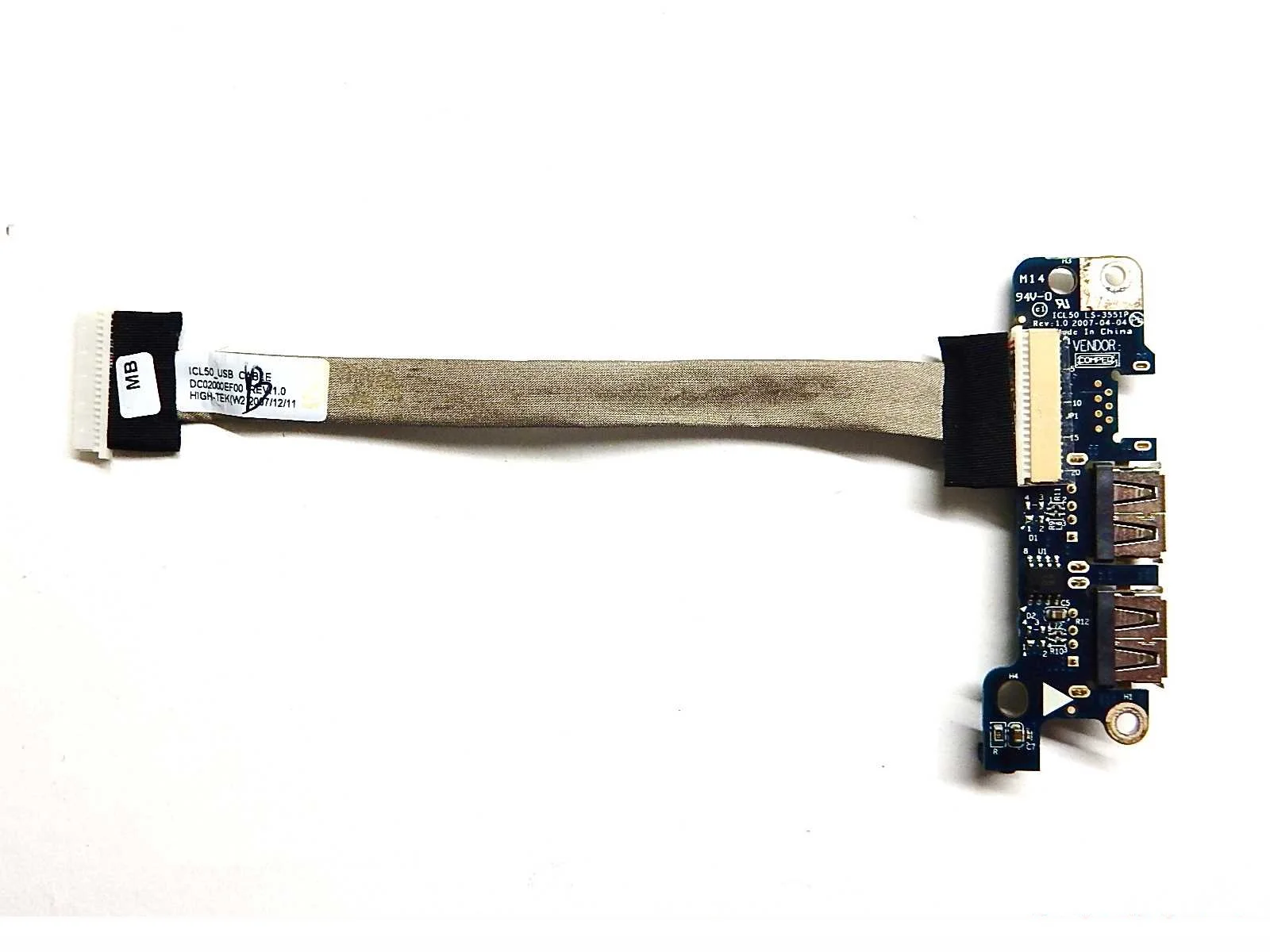 Плата USB с шлейфом 4359FMBOL12 B2 ICL50_USB CABLE DC02000EF00 REV: 1.0 Acer Aspire 5520 7520 (б/у) | Компьютеры и офис