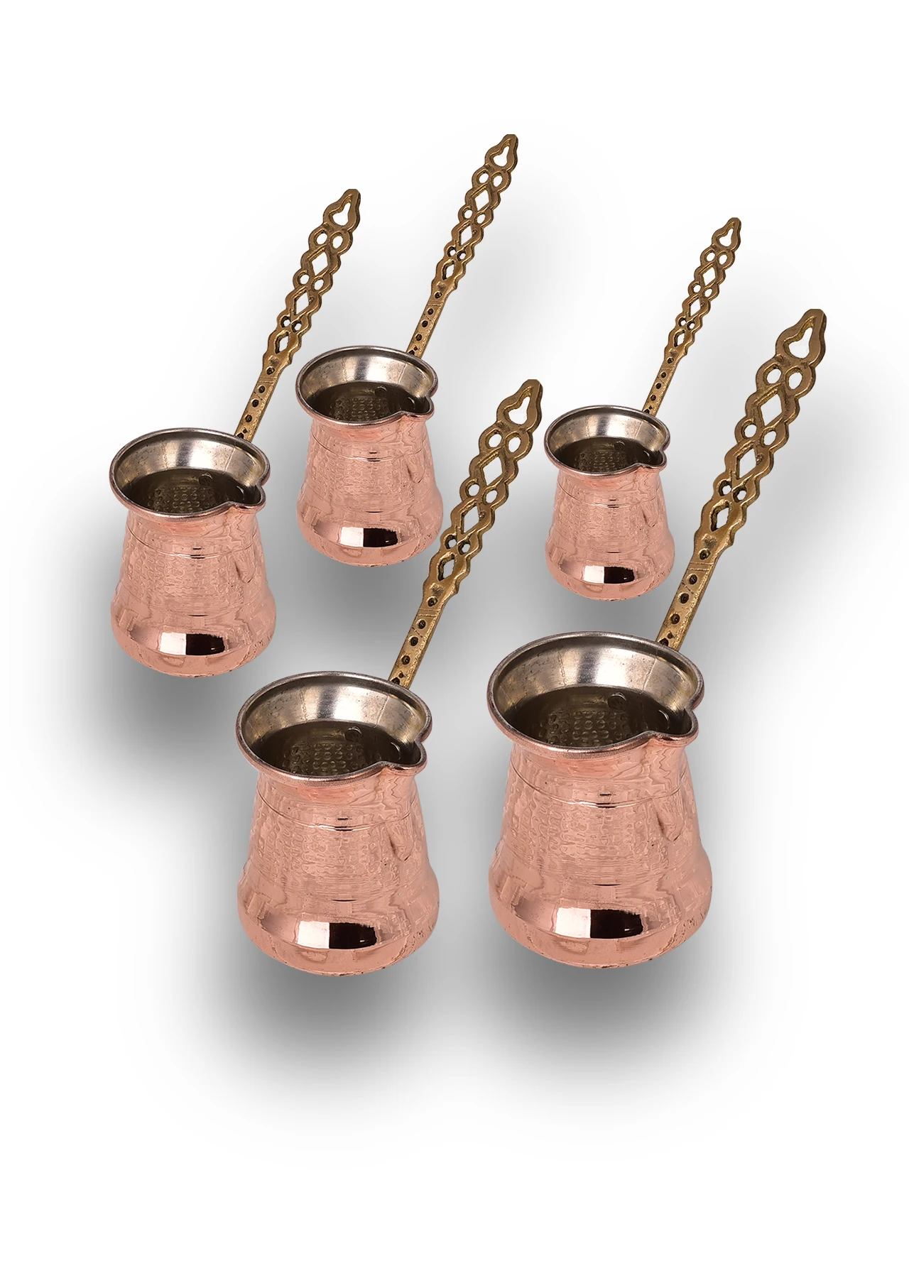 

HANDMADE COPPER SULTAN COFFEE POT THICK BRASS HANDLE 5 LI SET