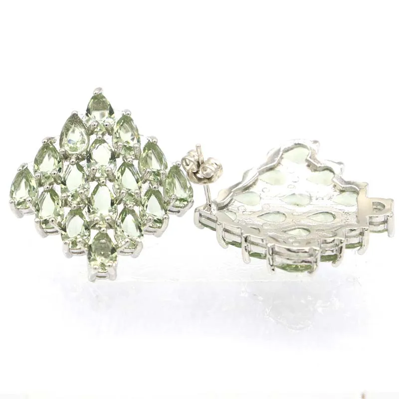 Серьги-гвоздики серебряные с голубым топазом и зеленым аметистом 28 х25 мм |