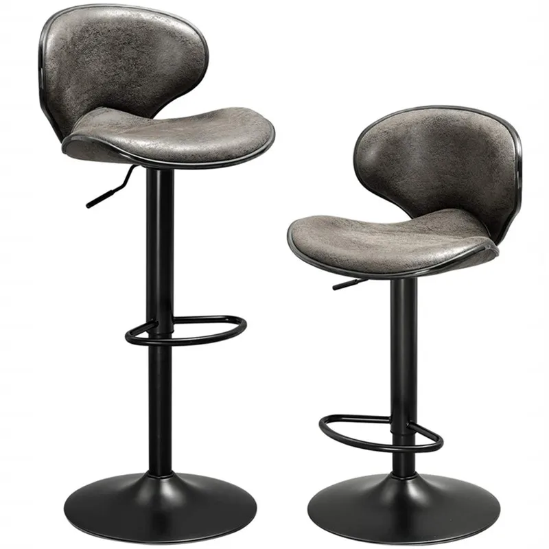 Набор из 2 современных крепких регулируемых по высоте барных стульев для бара