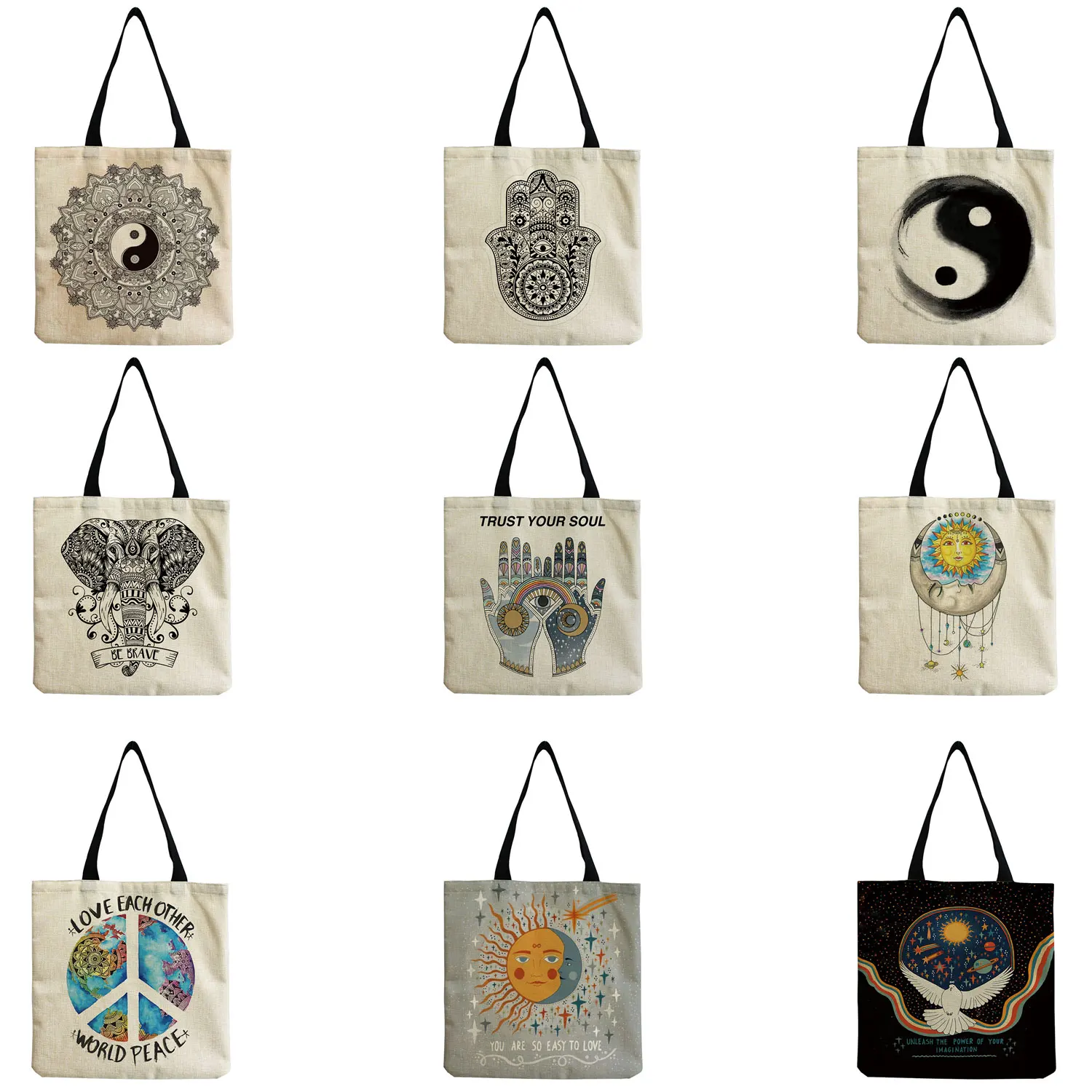 

Classic Totem Peace Tai Chi Print Tote Bag Women Handbag Fashion Shoulder Bag for Travel Beach Ladies Eco Friendly Shopping Bags