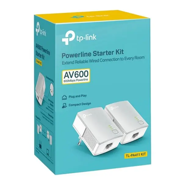 ПЛК адаптер TP Link TL PA411KIT 600 Мбит/с LAN белый|Сетевые адаптеры c передачей данных по
