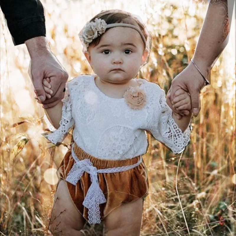 

Newborn Baby Girl Clothes Set Fashion Leopard Lace Short Sleeve Tops Headband Skirt3Pcs Autumn Toddler Infant Clothing Outfits