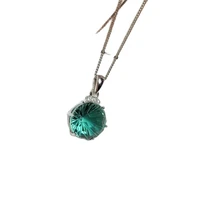 kjjeaxcmy fine jewelry natural green crystal 925 sterling silver women pendant necklace chain popular