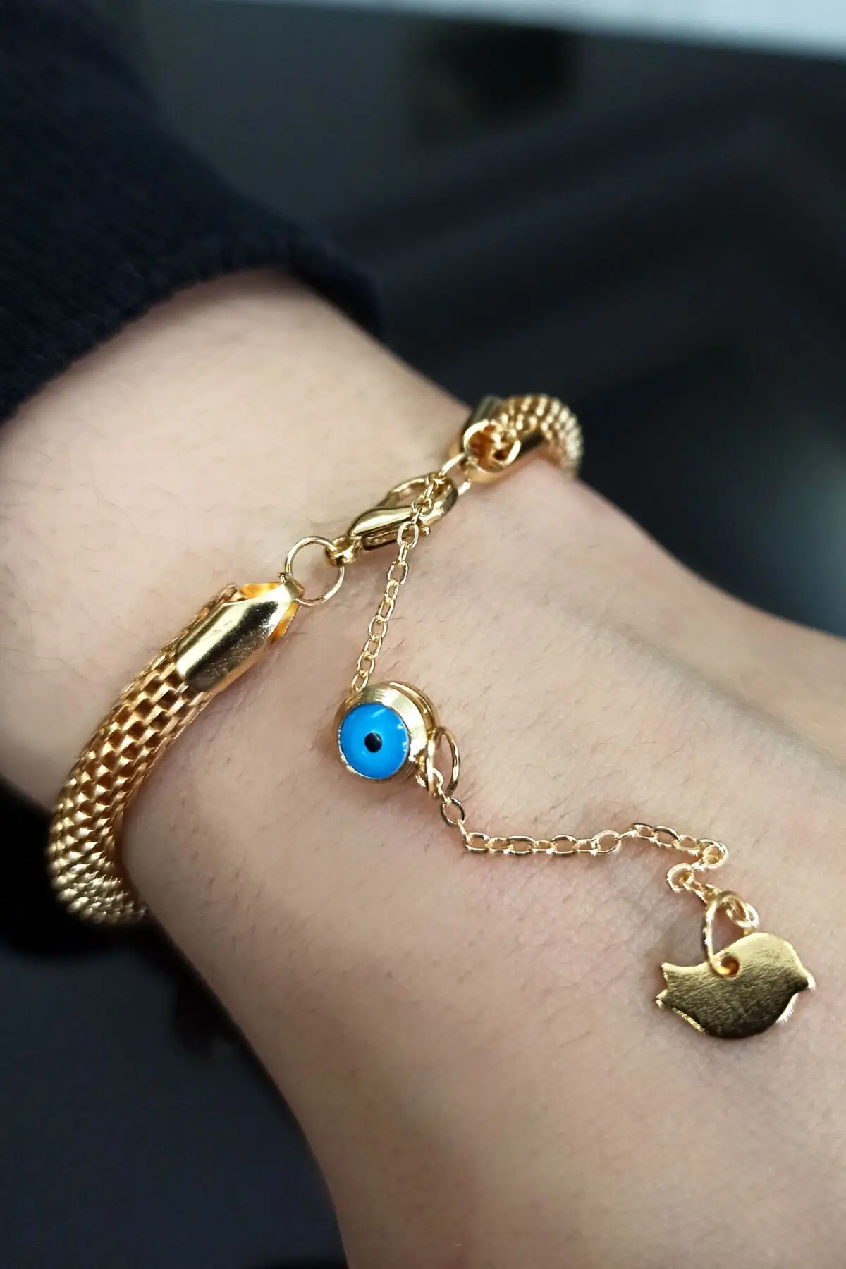 

Luxury Classic Evil Eye Charm Bracelet for Women Shiny Princess Women's Gold Gold Plated Twist Model Gourmet Bracelet Jewellery