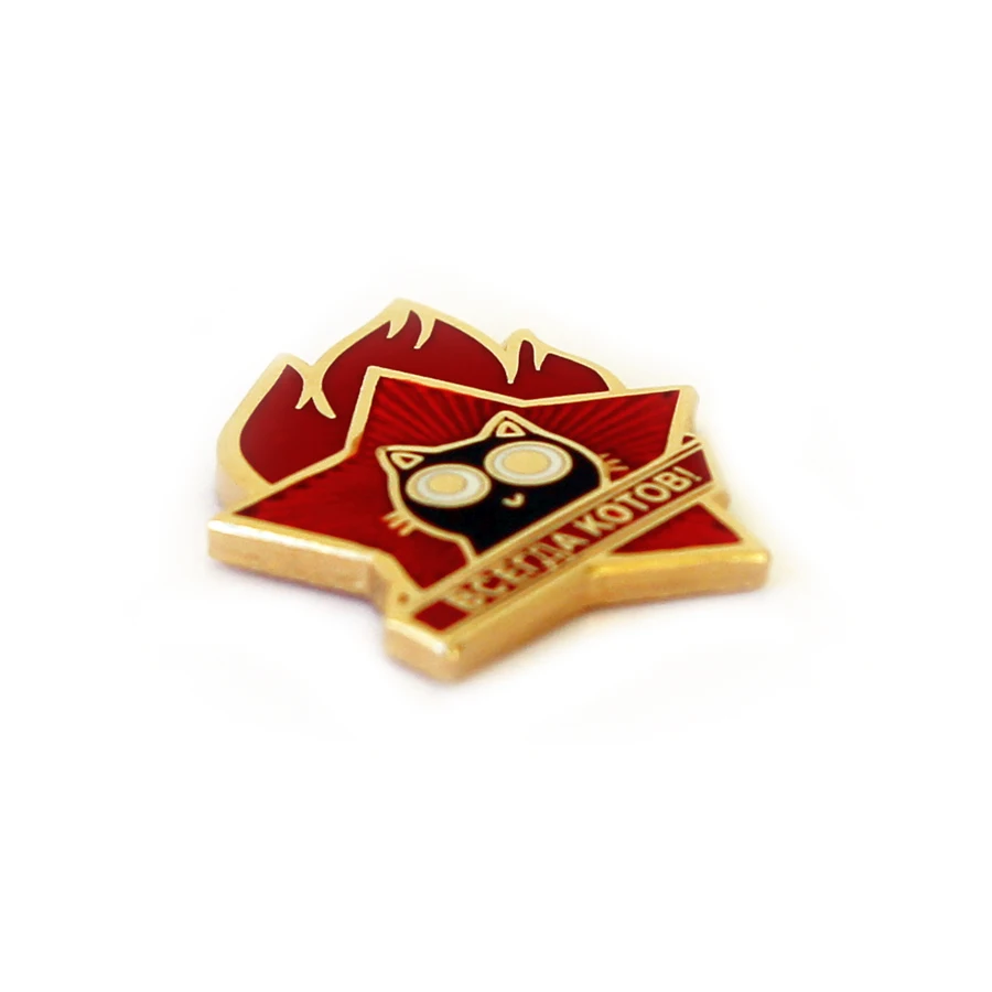 Значок &quotВсегда котов&quot черный кот с удивленной мордой горячие эмали |